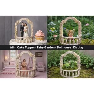Mini Decorative Arch Balcony Wedding Cake Topper Fairy Garden Dollhouse Display